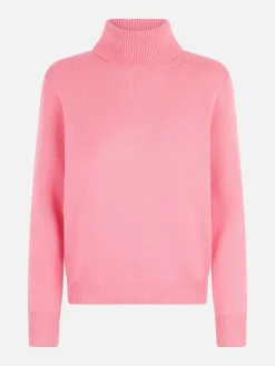 Maglione da donna dolcevita rosa lavorato a maglia