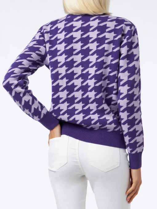 Maglione da donna girocollo pied de poule con stampa Snoopy | EDIZIONE SPECIALE SNOOPY PEANUTS™