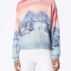 Maglione da donna in misto cashmere Louise con stampa tramonto chalet