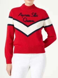 Maglione da donna mezzo collo alto con scritta Apres ski Queen