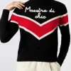 Maglione da donna mezzo collo alto con ricamo Maestra di chic