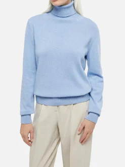 Maglione da donna Moody azzurro a costine sottili
