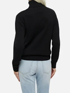 Maglione da donna Moody nero a costine sottili