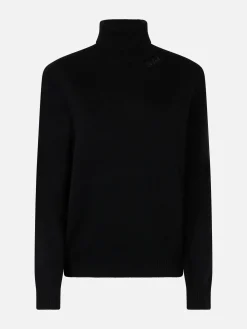 Maglione da donna Moody nero a costine sottili