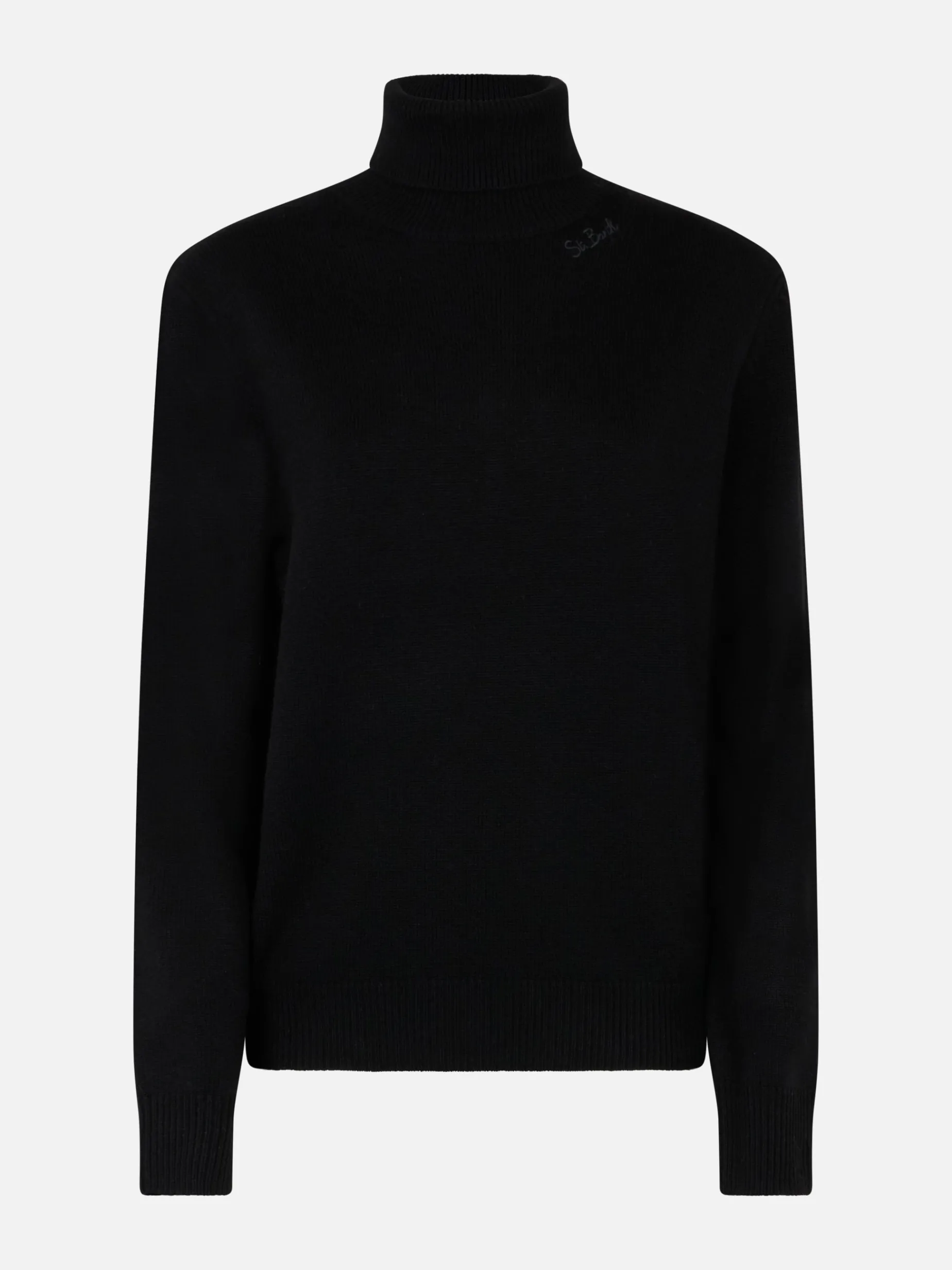 Maglione da donna Moody nero a costine sottili