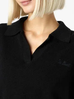Maglione da donna nero Eze con collo polo