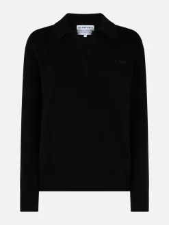 Maglione da donna nero Eze con collo polo