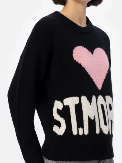 Maglione da donna nero fair isle Kyla con stampa St. Moritz
