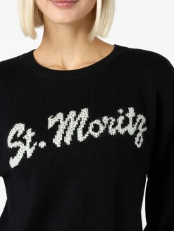 Maglione da donna nero Louise con decorazioni in strass St. Moritz | ST. MORITZ TOP OF THE WORLD SPECIAL EDITION
