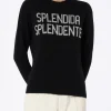 Maglione da donna nero New Queen con stampa Splendida Splendente