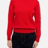Maglione da donna rosso Moody a costine sottili