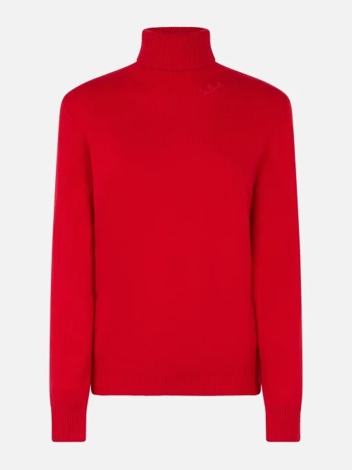 Maglione da donna rosso Moody a costine sottili