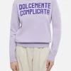 Maglione da donna viola New Queen con stampa Dolcemente Complicata
