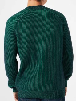 Maglione da uomo a costine mezzo collo verde
