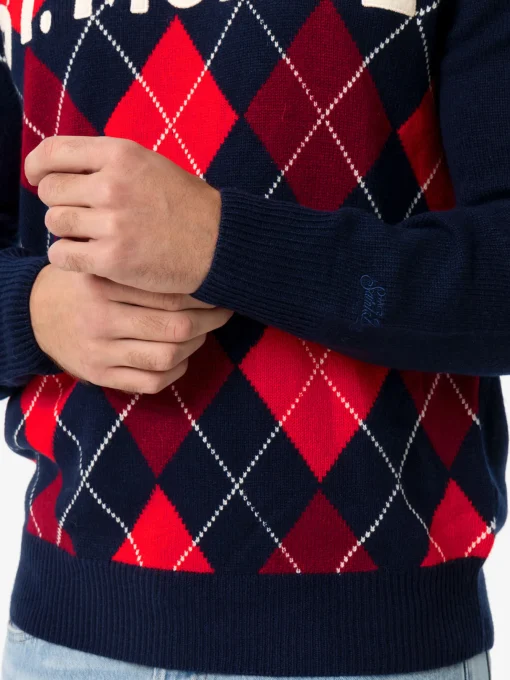 Maglione da uomo argyle Heron con jacquard St. Moritz