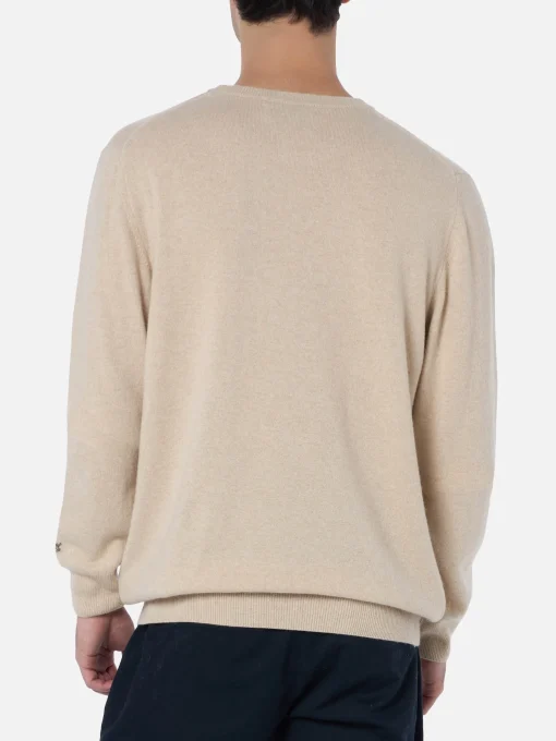Maglione da uomo beige Heron con ricamo Out of office