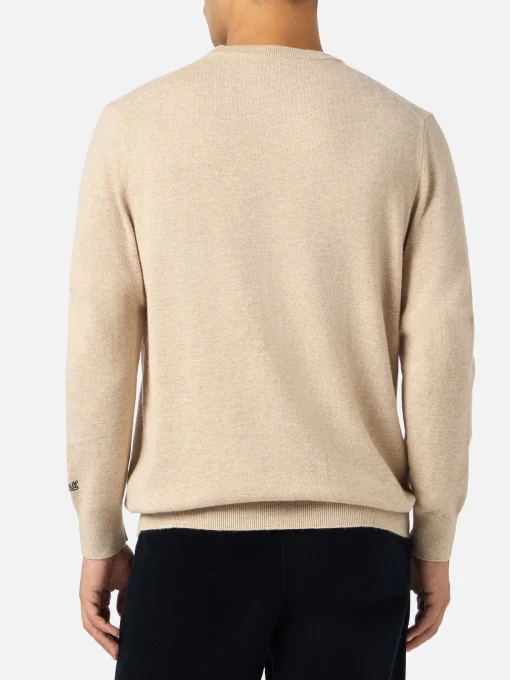 Maglione da uomo beige Heron Light con ricamo Via della Spiga... | VACANZE DI NATALE EDIZIONE SPECIALE