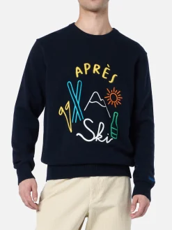 Maglione da uomo blu Heron con ricamo Apres Ski
