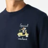Maglione da uomo blu Heron con ricamo special weekend Snoopy | EDIZIONE SPECIALE SNOOPY PEANUTS