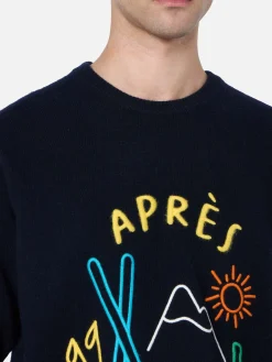 Maglione da uomo blu Heron con ricamo Apres Ski