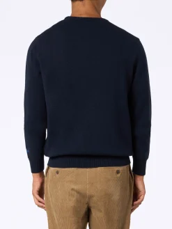 Maglione da uomo blu Heron con ricamo Non vivo senza tequila