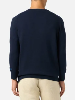 Maglione da uomo blu Heron con ricamo special weekend Snoopy | EDIZIONE SPECIALE SNOOPY PEANUTS