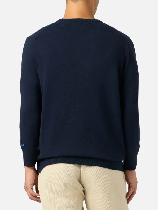 Maglione da uomo blu Heron con ricamo special weekend Snoopy | EDIZIONE SPECIALE SNOOPY PEANUTS