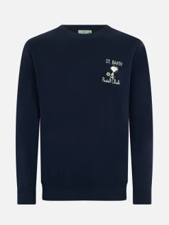 Maglione da uomo blu Heron con ricamo mini Snoopy padel | EDIZIONE SPECIALE SNOOPY PEANUTS