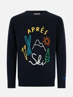 Maglione da uomo blu Heron con ricamo Apres Ski
