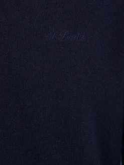 Maglione da uomo blu navy con scollo a V in misto cashmere Regent