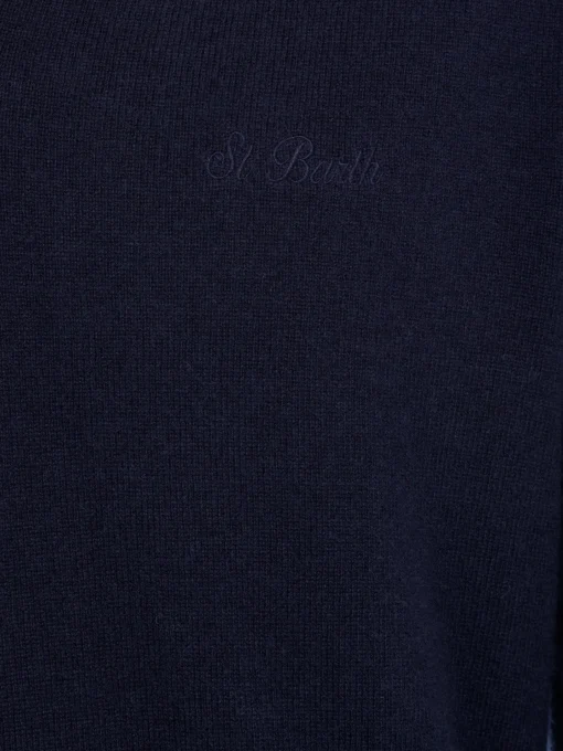 Maglione da uomo blu navy con scollo a V in misto cashmere Regent