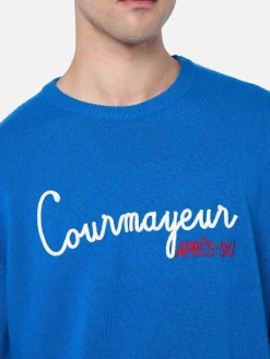 Maglione da uomo blu ski Heron con ricamo Courma Apres Ski