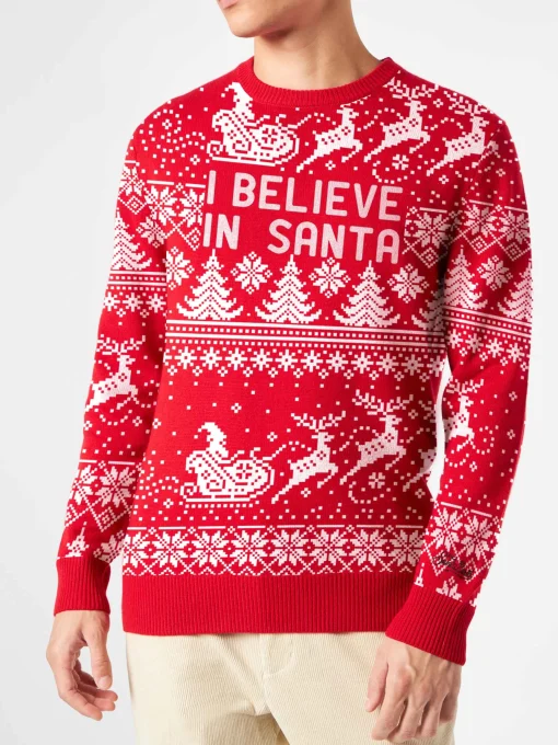 Maglione da uomo con scritta I believe in Santa