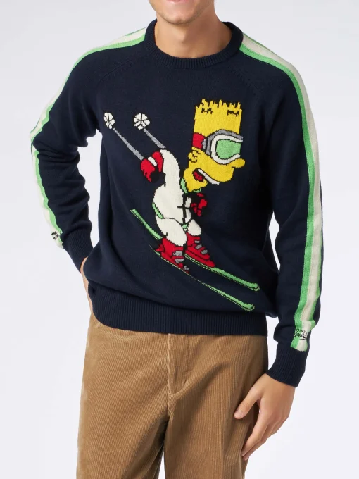 Maglione da uomo girocollo con stampa jacquard Bart Simpson | EDIZIONE SPECIALE DEI SIMPSON