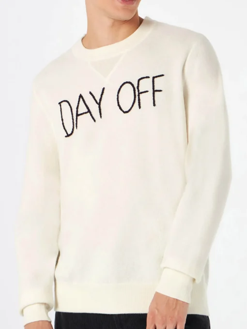 Maglione da uomo girocollo in maglia con ricamo Day Off