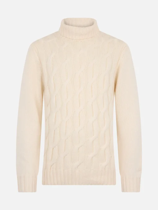 Maglione da uomo in misto cashmere a trecce Fisherman
