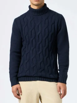 Maglione da uomo misto cashmere a trecce Fisherman