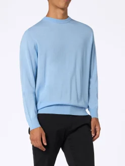 Maglione da uomo Regent azzurro in lana merino