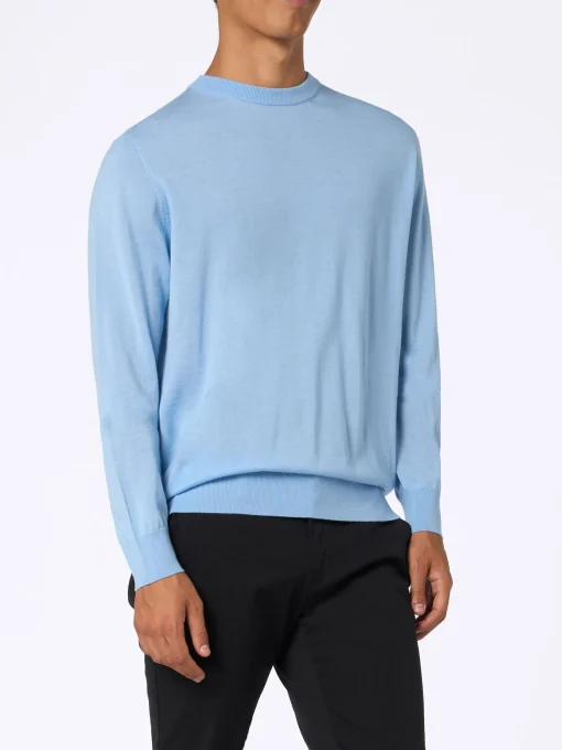 Maglione da uomo Regent azzurro in lana merino