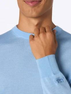 Maglione da uomo Regent azzurro in lana merino