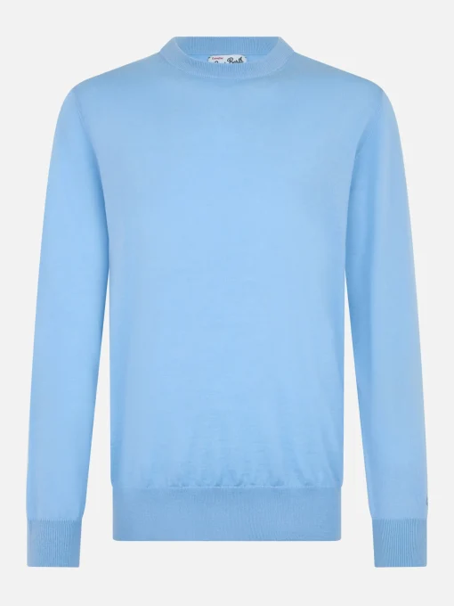 Maglione da uomo Regent azzurro in lana merino