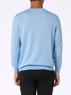 Maglione da uomo Regent azzurro in lana merino