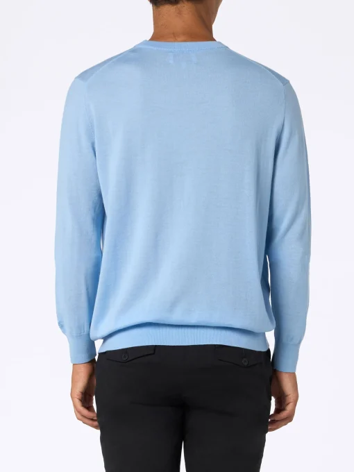 Maglione da uomo Regent azzurro in lana merino