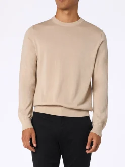 Maglione da uomo Regent beige in lana merino