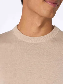 Maglione da uomo Regent beige in lana merino