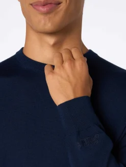 Maglione da uomo Regent blu navy in lana merino
