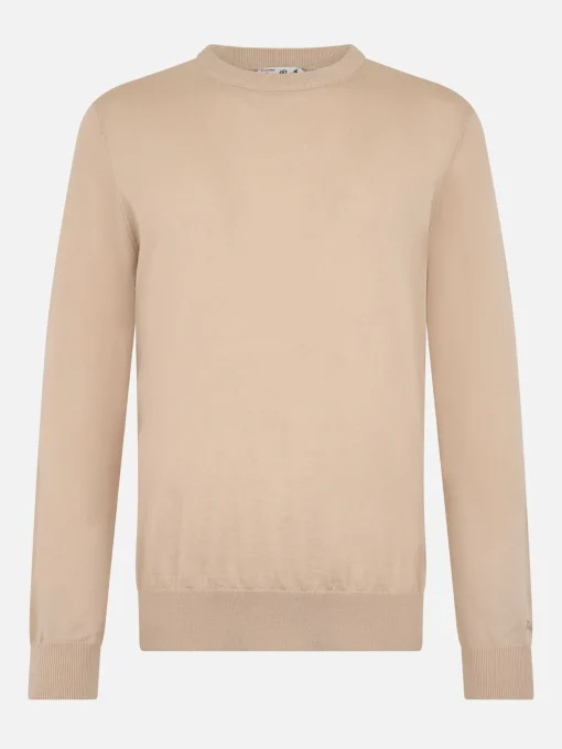 Maglione da uomo Regent beige in lana merino