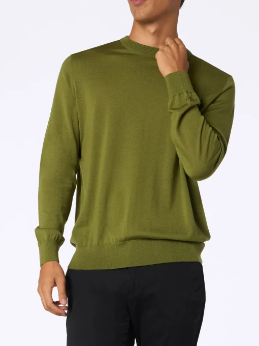 Maglione da uomo Regent in lana merino pistacchio
