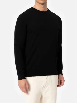 Maglione da uomo Regent in lana merino nera