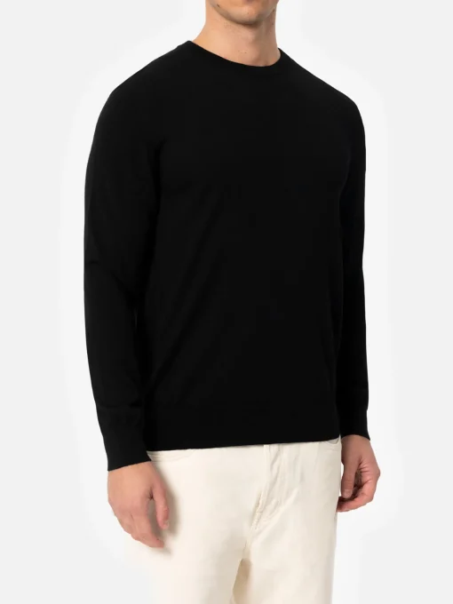 Maglione da uomo Regent in lana merino nera